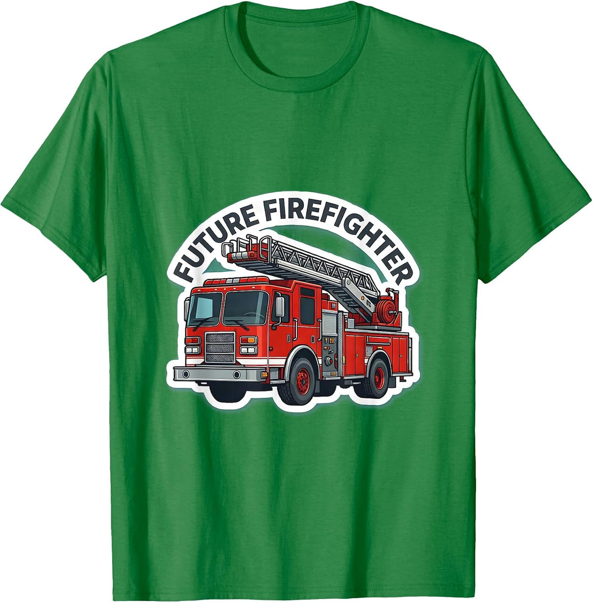 Men's Future Firefighter Playful Fire Truck Kids Birthday T-Shirt - Kelly Green