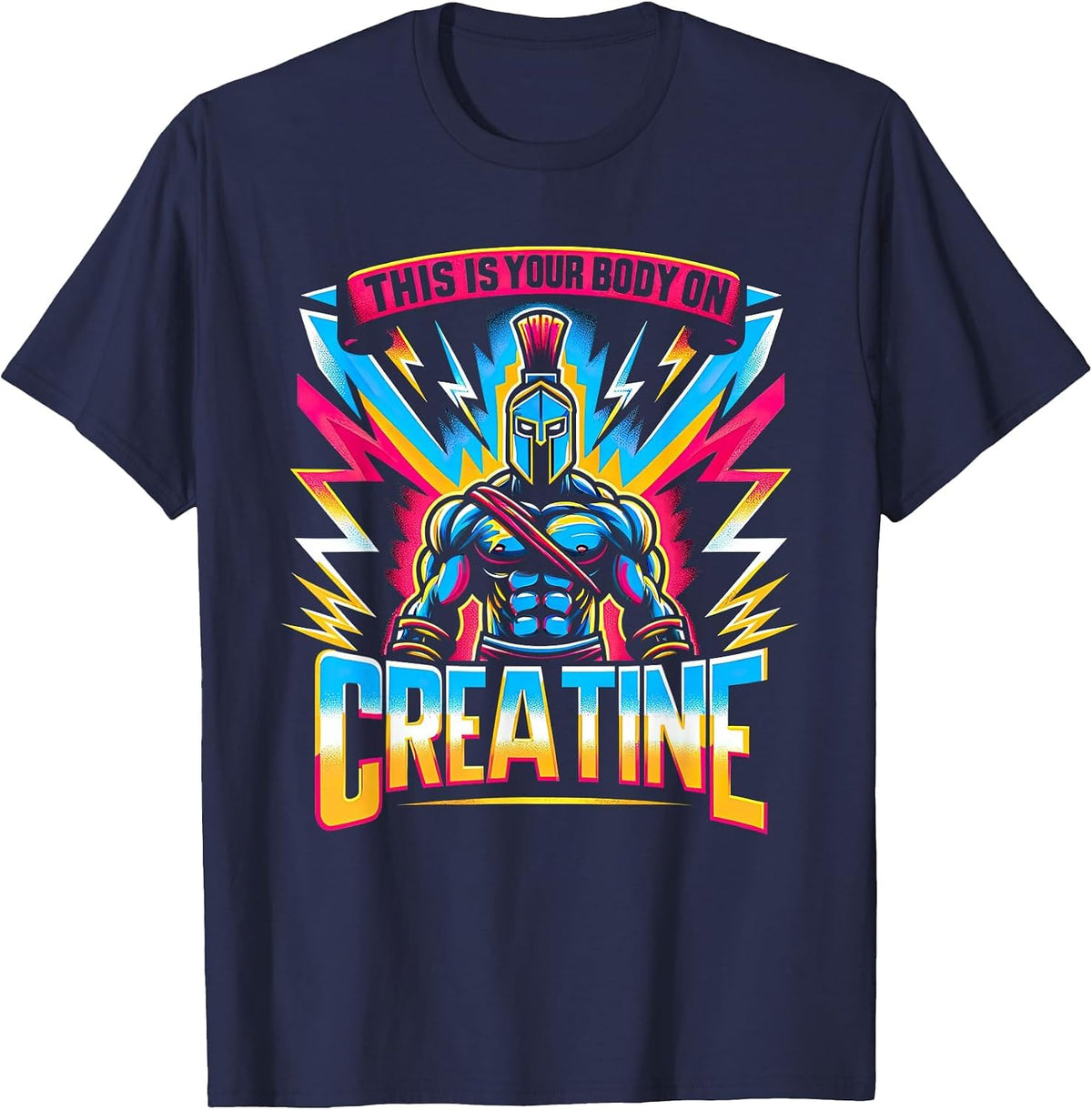 This is Your Body On Creatine Workout Gym T-Shirt - Navy Blue