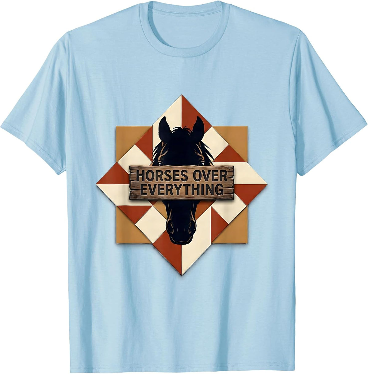 Men's Horses Over Everything Western Design T-Shirt - Baby Blue