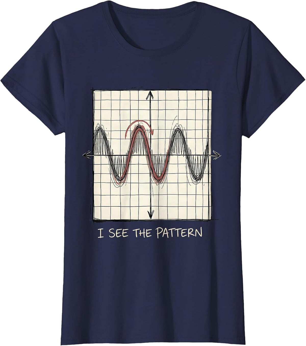 Women's I See The Pattern Funny Math Teacher Joke Nerdy Humor Gift T-Shirt - Navy Blue