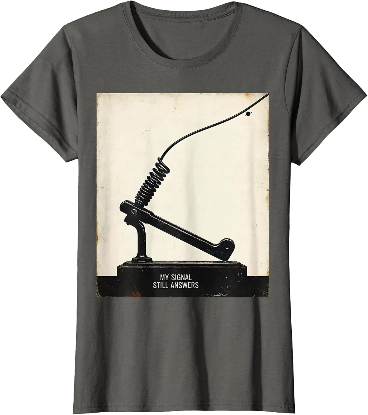 Women's My Signal Still Answers Vintage Ham Radio Operator Humor T-Shirt - Asphalt Grey