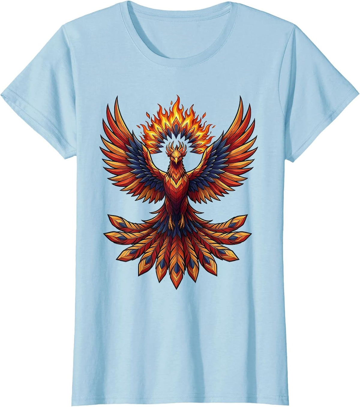 Women's Phoenix Stained Glass Mosaic Graphic T-Shirt - Baby Blue