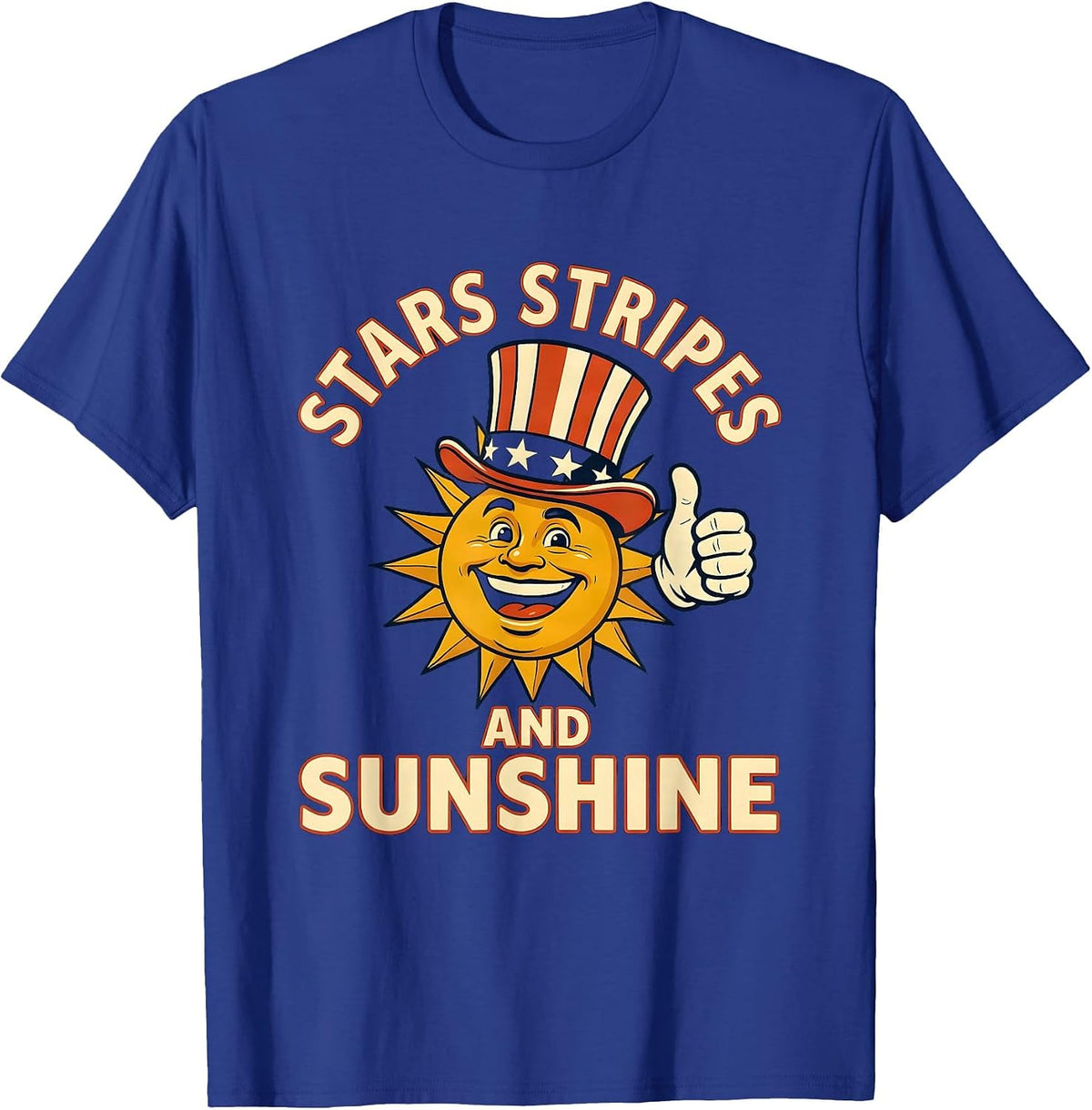Stars Stripes and Sunshine USA Patriotic Design T-Shirt - Royal Blue
