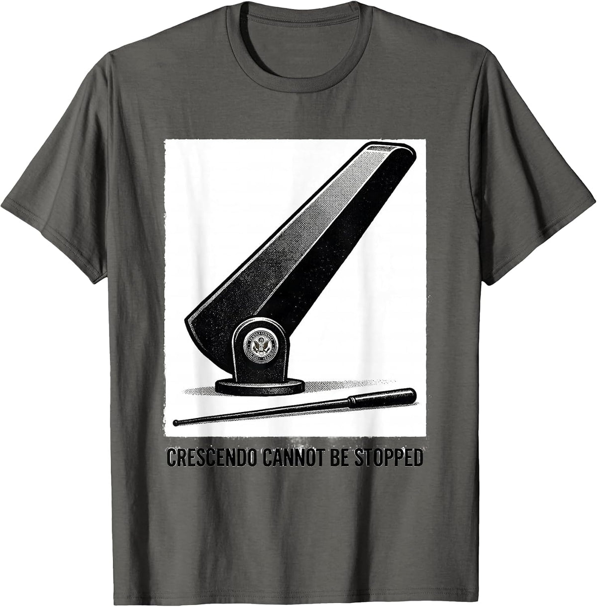 Men's Crescendo Cannot Be Stopped Funny Music Teacher Gift T-Shirt - Asphalt Grey