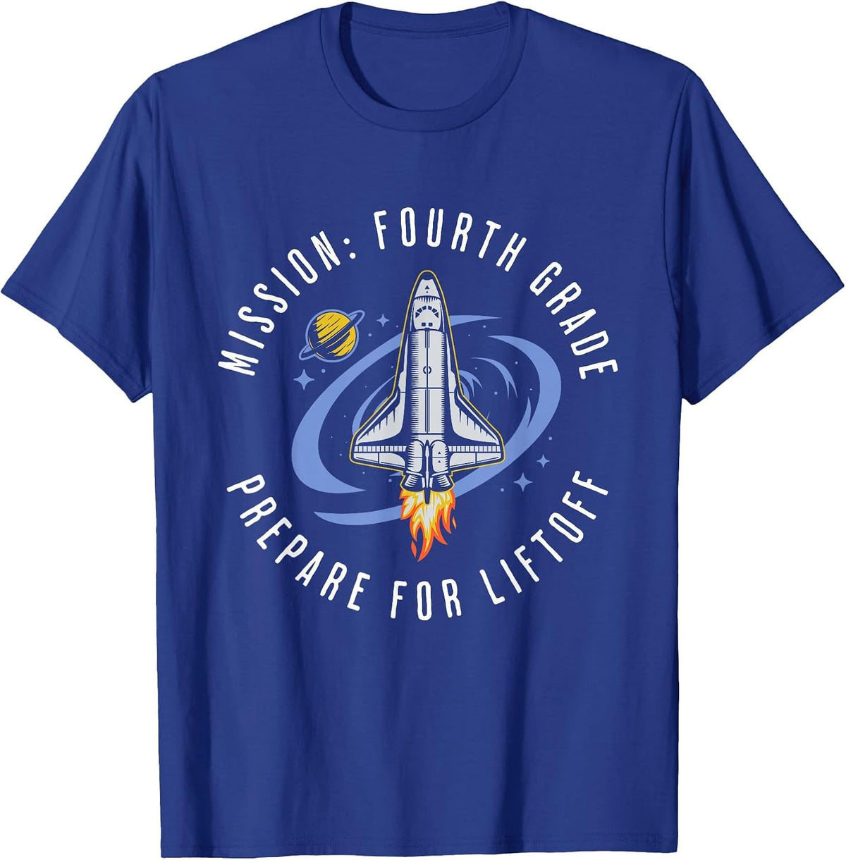 Mission Fourth Grade Space Rocket Back to School VI T-Shirt - Royal Blue