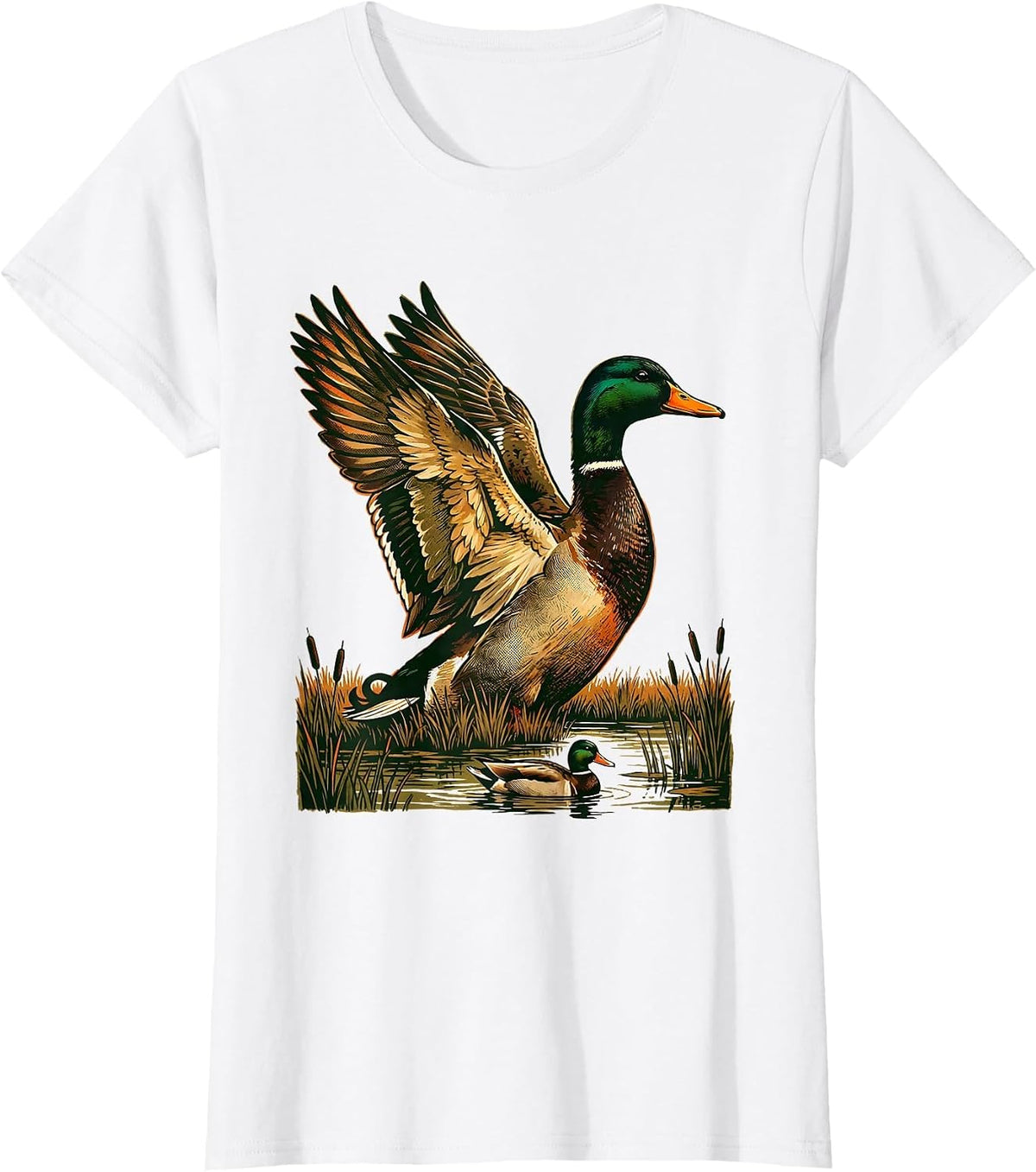 Mallard Drake Hunting Camo Waterfowl Hunter Gift T-Shirt - White