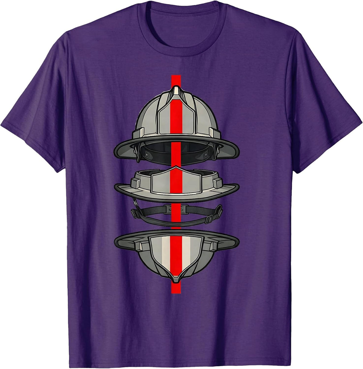 Exploded Turnout Helmet Firefighter Tribute Gift T-Shirt - Purple