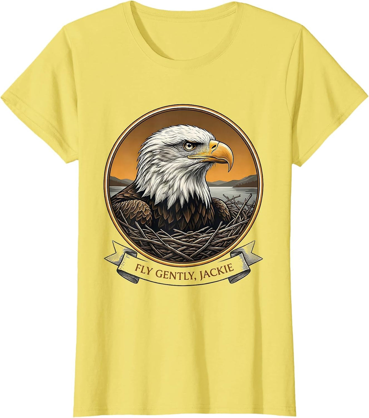 Fly Gently, Jackie Eagle Memorial Tribute Wildlife T-Shirt - Lemon Yellow