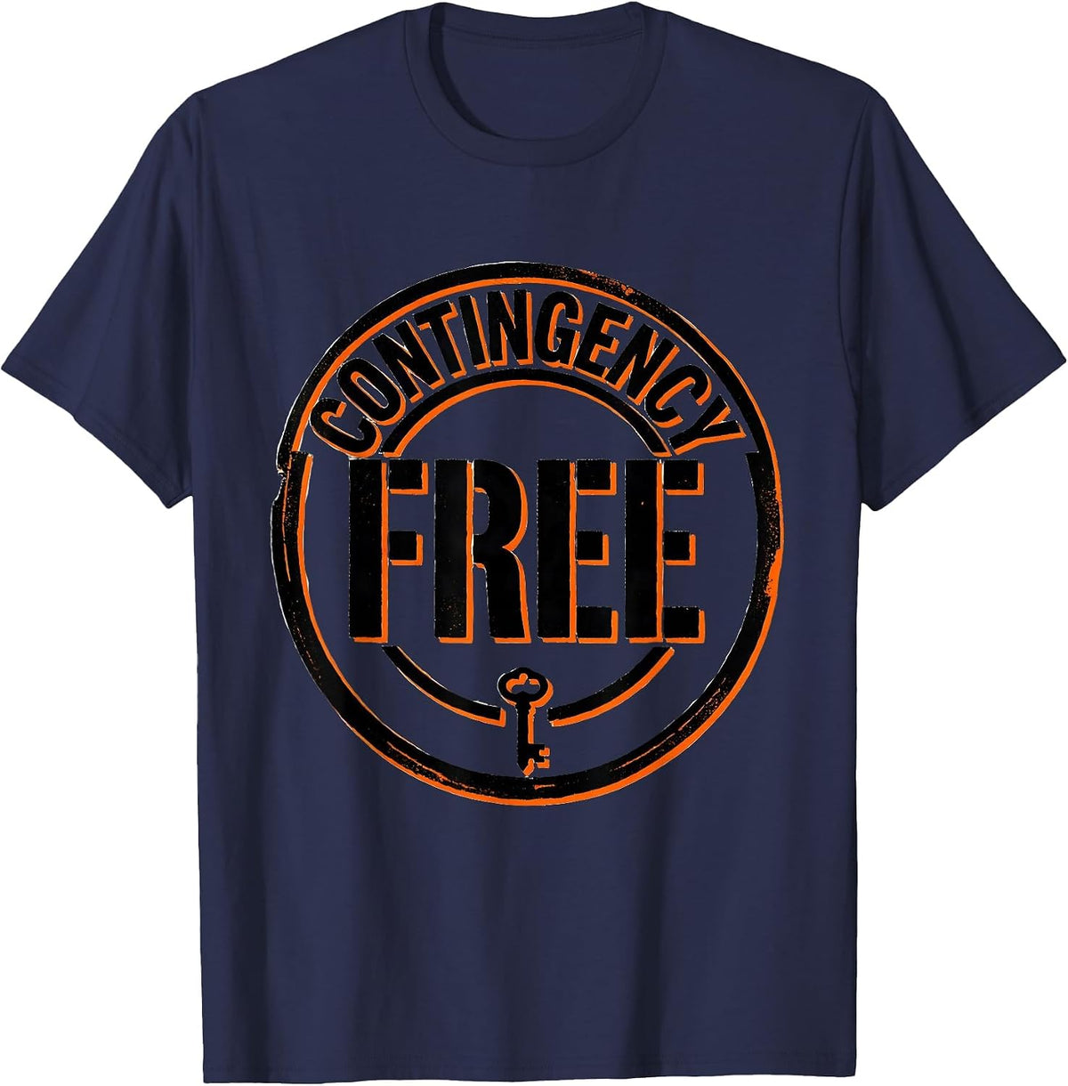 Men's Contingency Free Stencil Graphic Realtor Humor Real Estate T-Shirt - Navy Blue