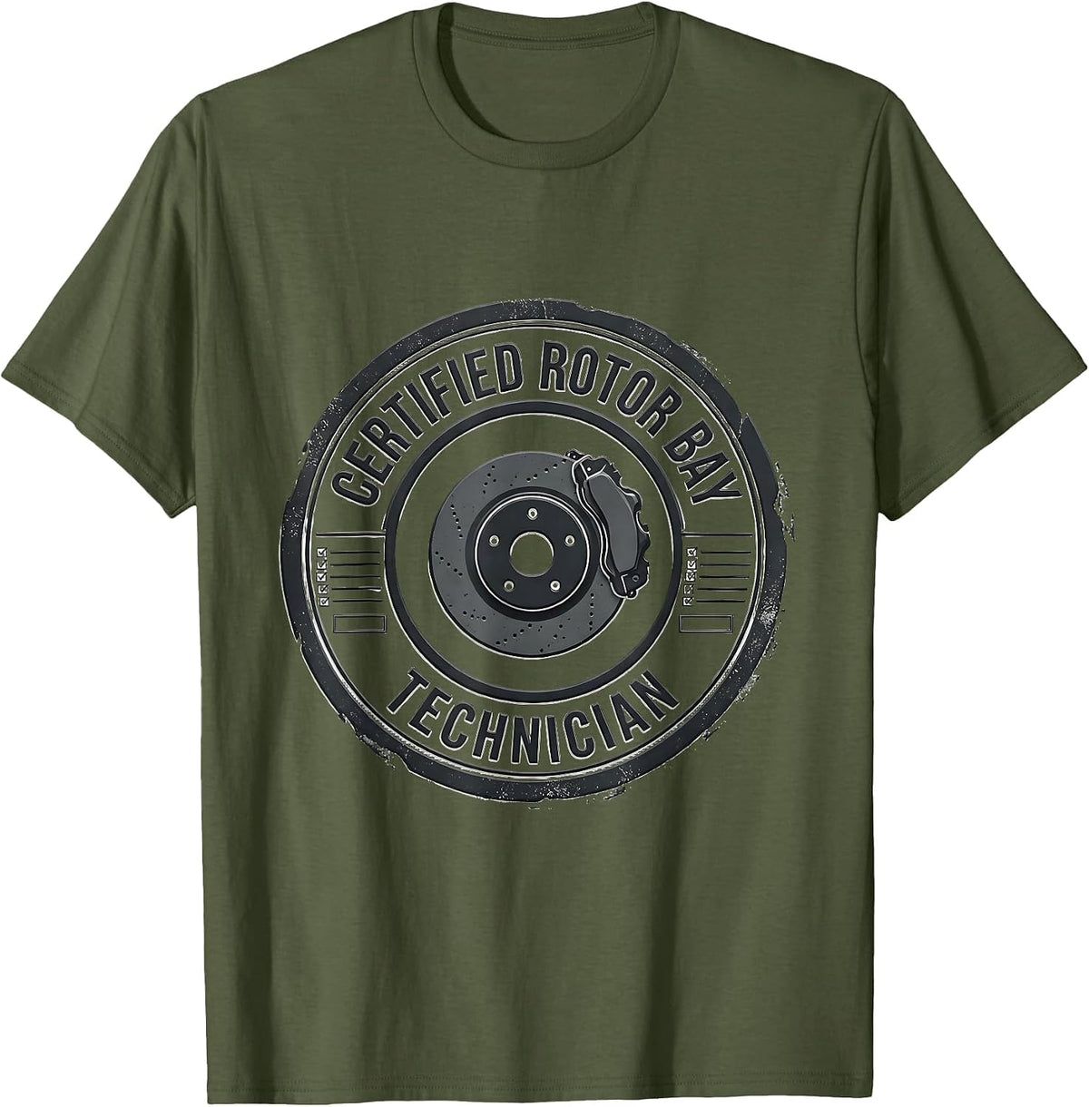 Certified Rotor Bay Technician Funny Car Guy Mechanic Humor T-Shirt - Olive Green