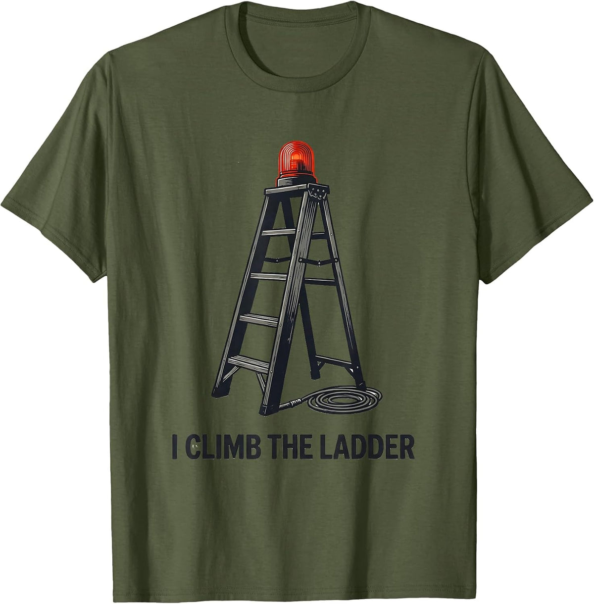Men's I Climb The Ladder Minimalist Firefighter Toddler Boy T-Shirt - Olive Green