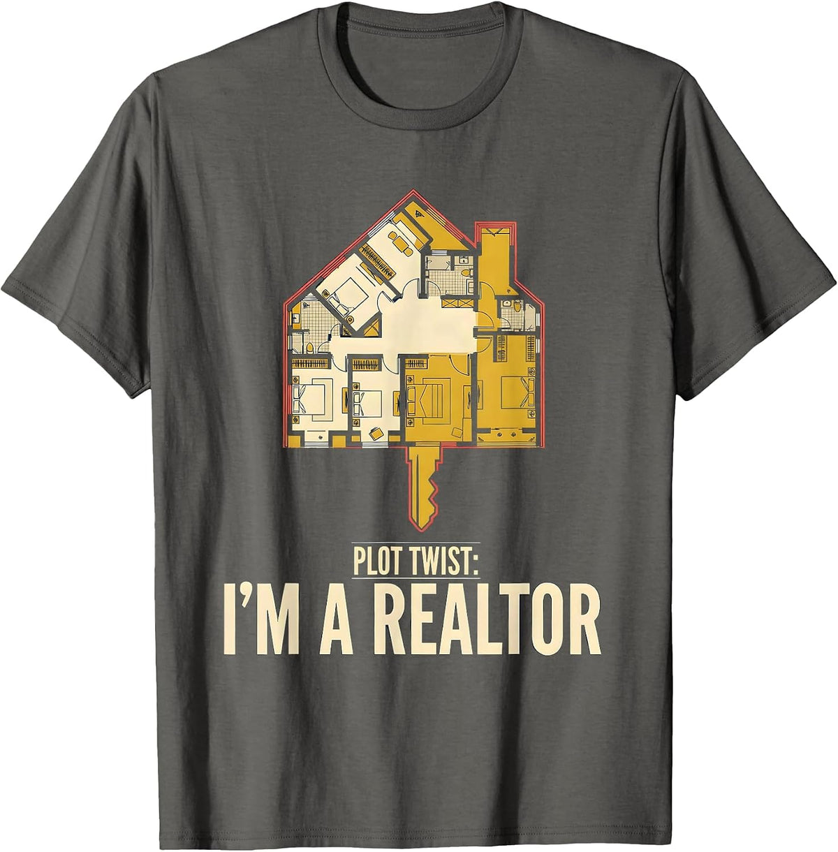 Men's Plot Twist: I'm A Realtor Funny Real Estate Agent Humor T-Shirt - Asphalt Grey