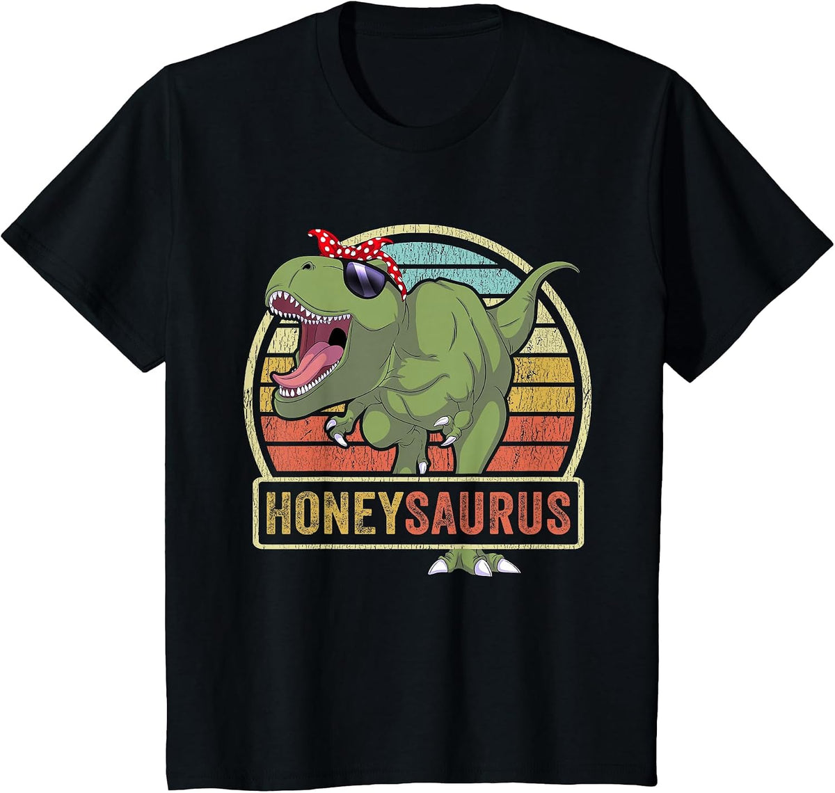 Honeysaurus Dinosaur Honey Saurus Family Matching T-Shirt - Black