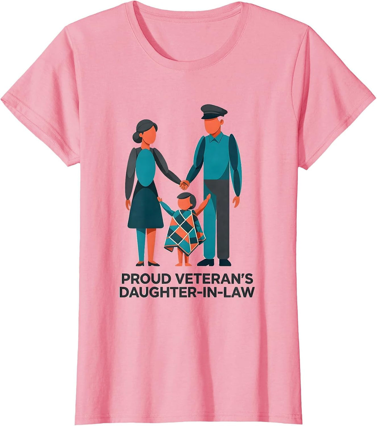 Women's Proud Veteran's Daughter-In-Law Sentimental Patriotic Pride T-Shirt - Pink