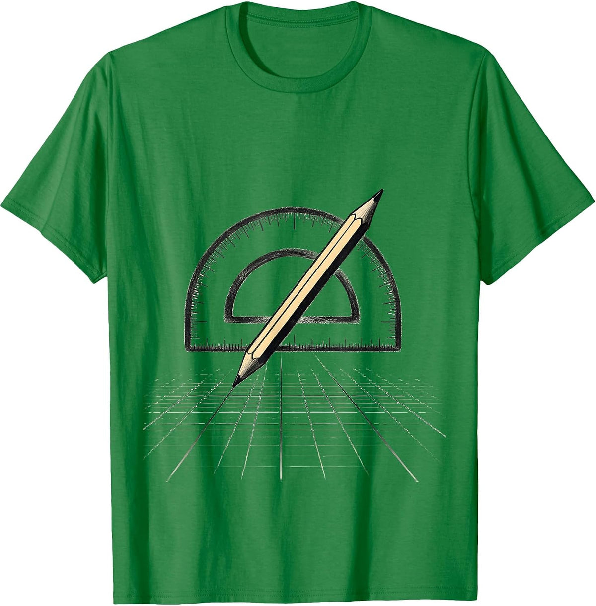 Men's Teacher Math Geometry Protractor Pencil Graph Design T-Shirt - Kelly Green