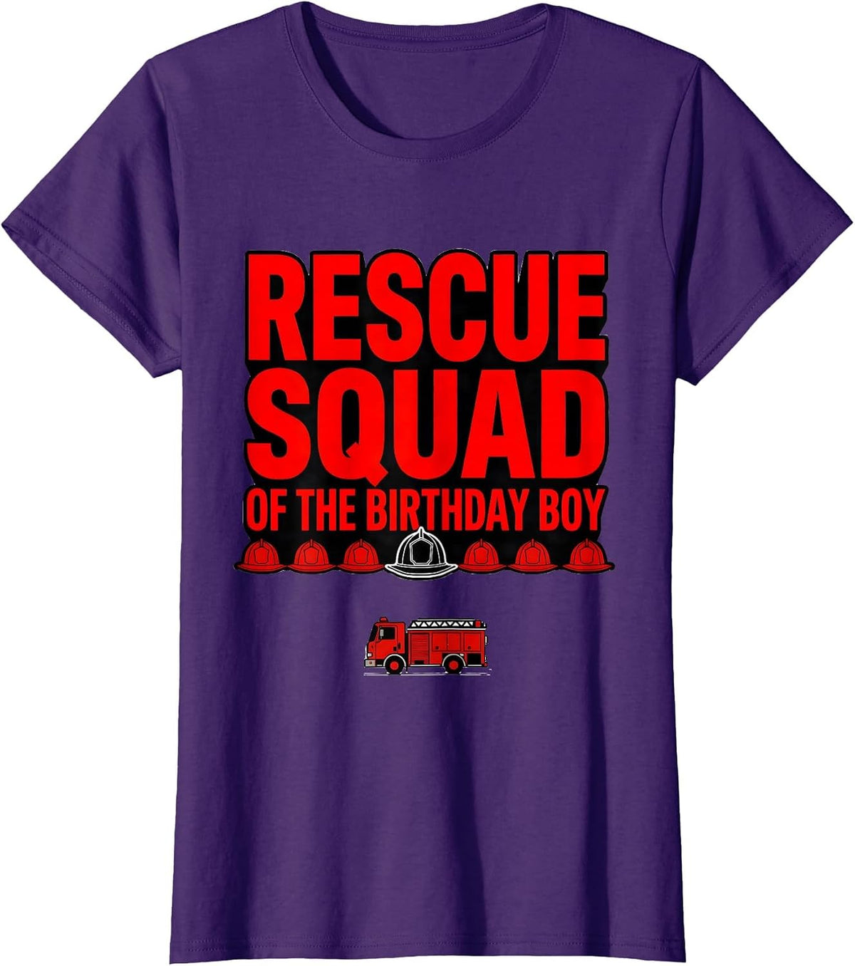 Women's Rescue Squad of the Birthday Boy Fire Truck Firefighter T-Shirt - Purple