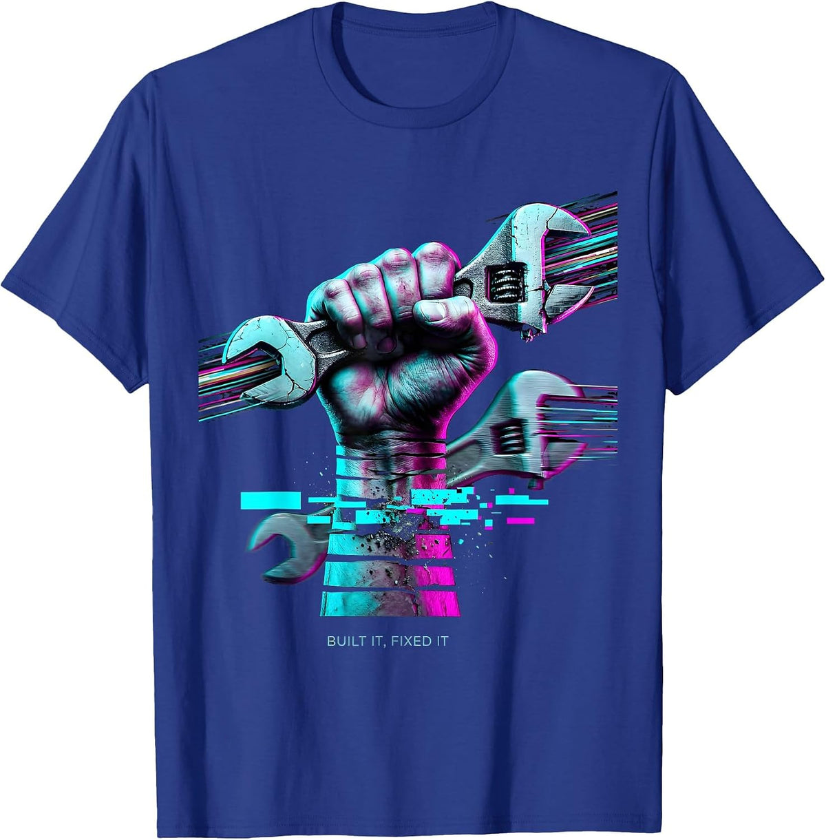 Men's Built It Fixed It Mechanic Graphic Design T-Shirt - Royal Blue
