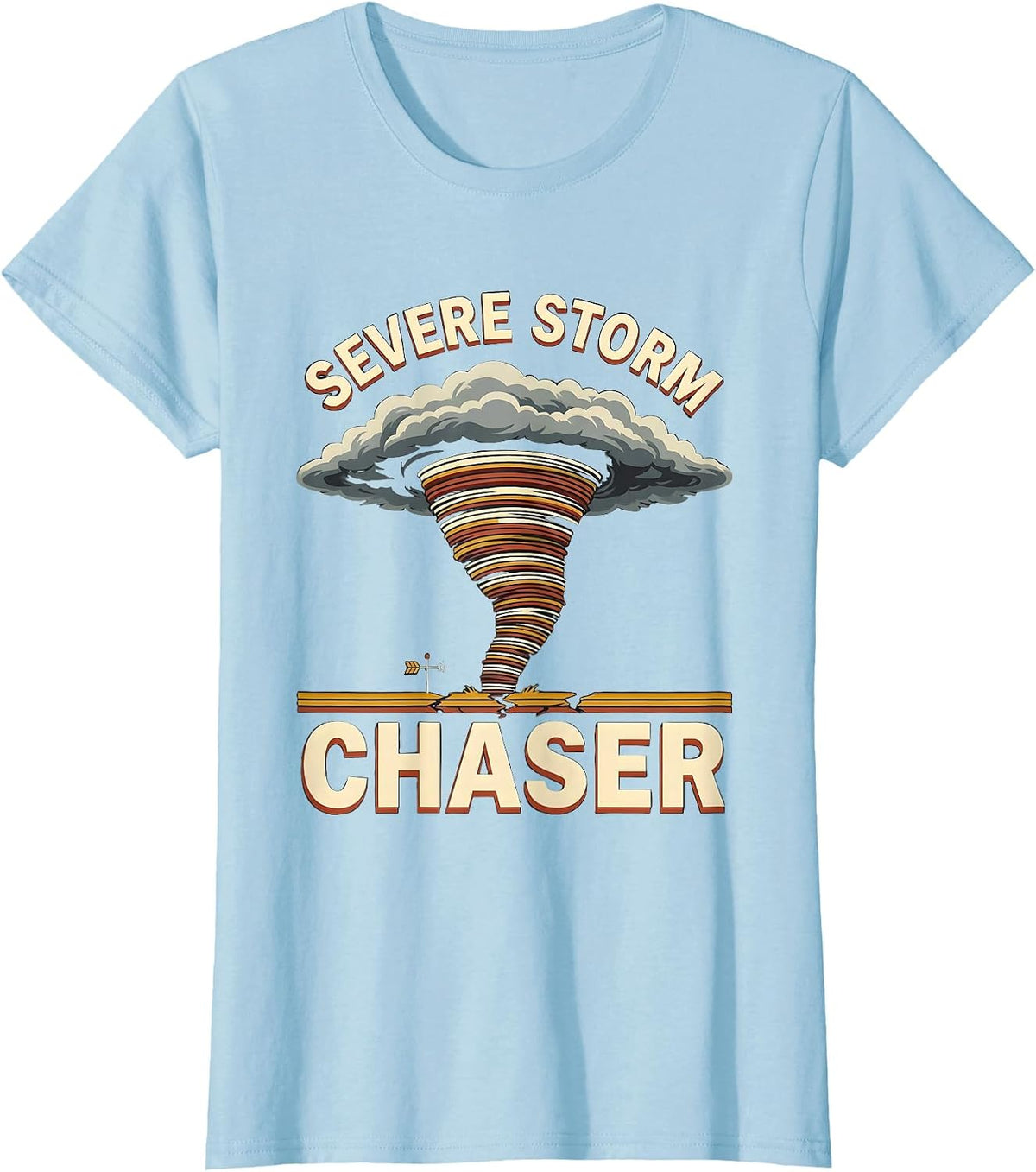 Severe Storm Chaser Bold Retro Tornado Meteorology T-Shirt - Baby Blue