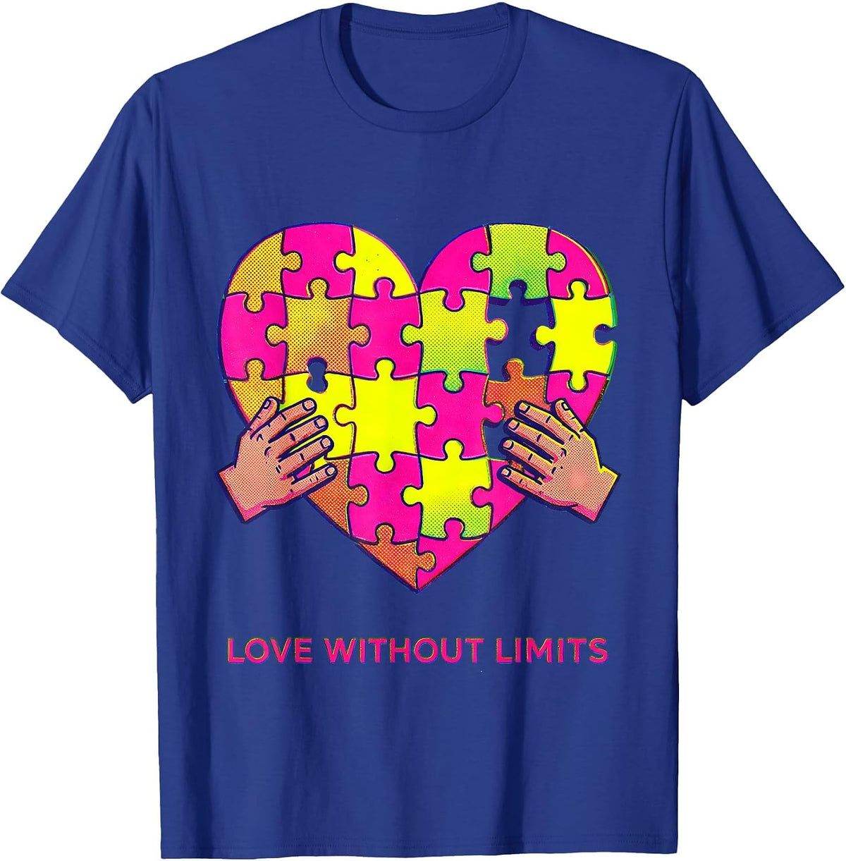 Men's Down Syndrome Awareness Love Without Limits Design T-Shirt - Royal Blue