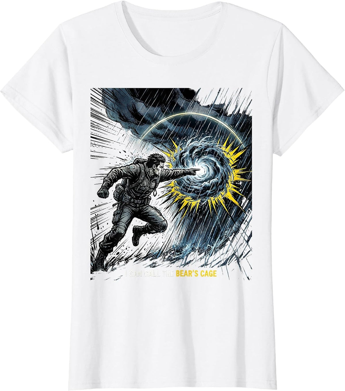 Women's I Can Call The Bear's Cage Comic Book Storm Chaser T-Shirt - White