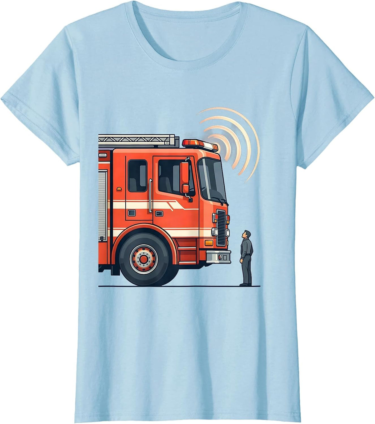 Oversized Fire Engine Funny Firefighter Humor Gift T-Shirt - Baby Blue