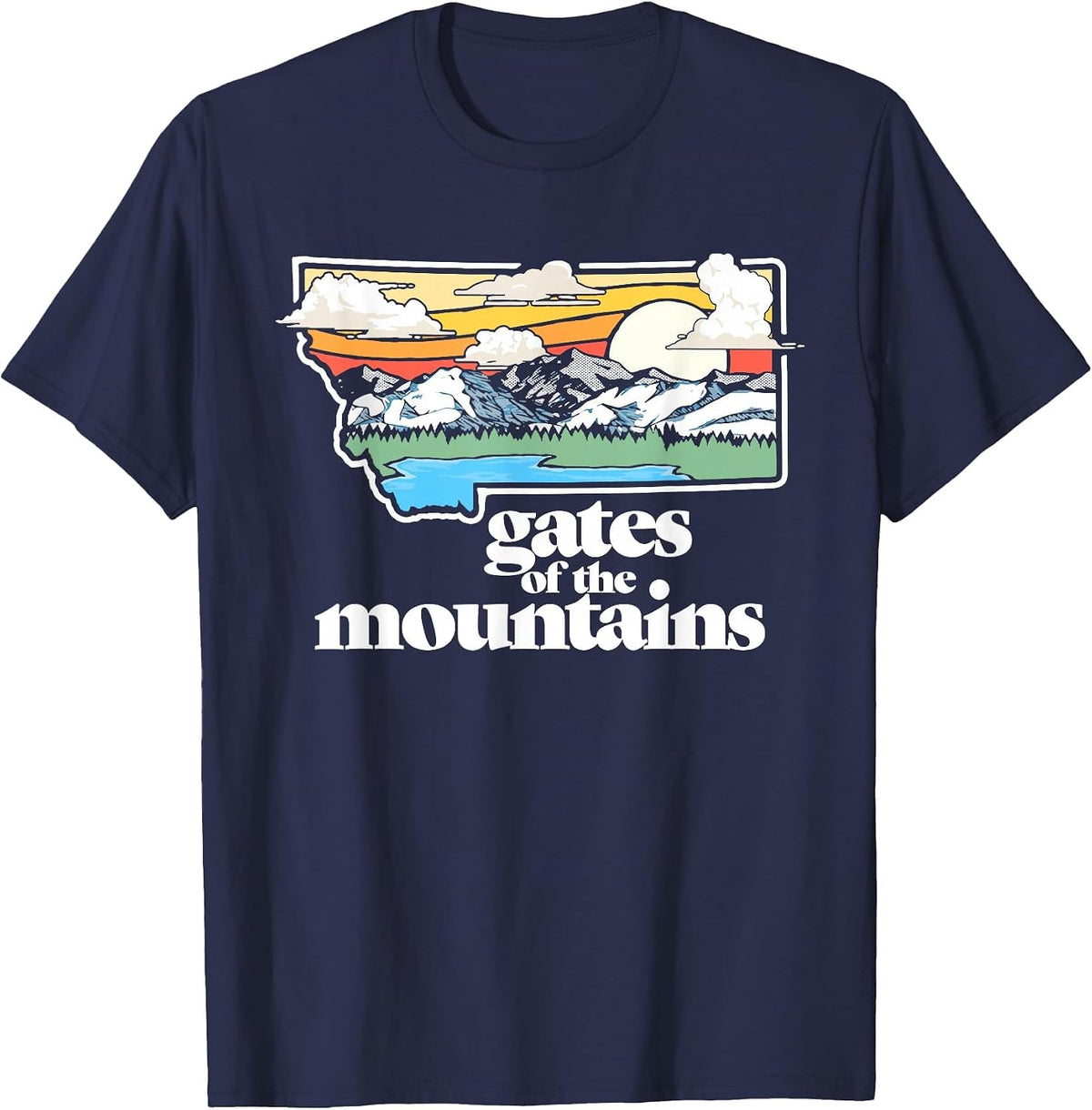 Gates of the Mountains Wilderness Montana Outdoor Nature T-Shirt - Navy Blue