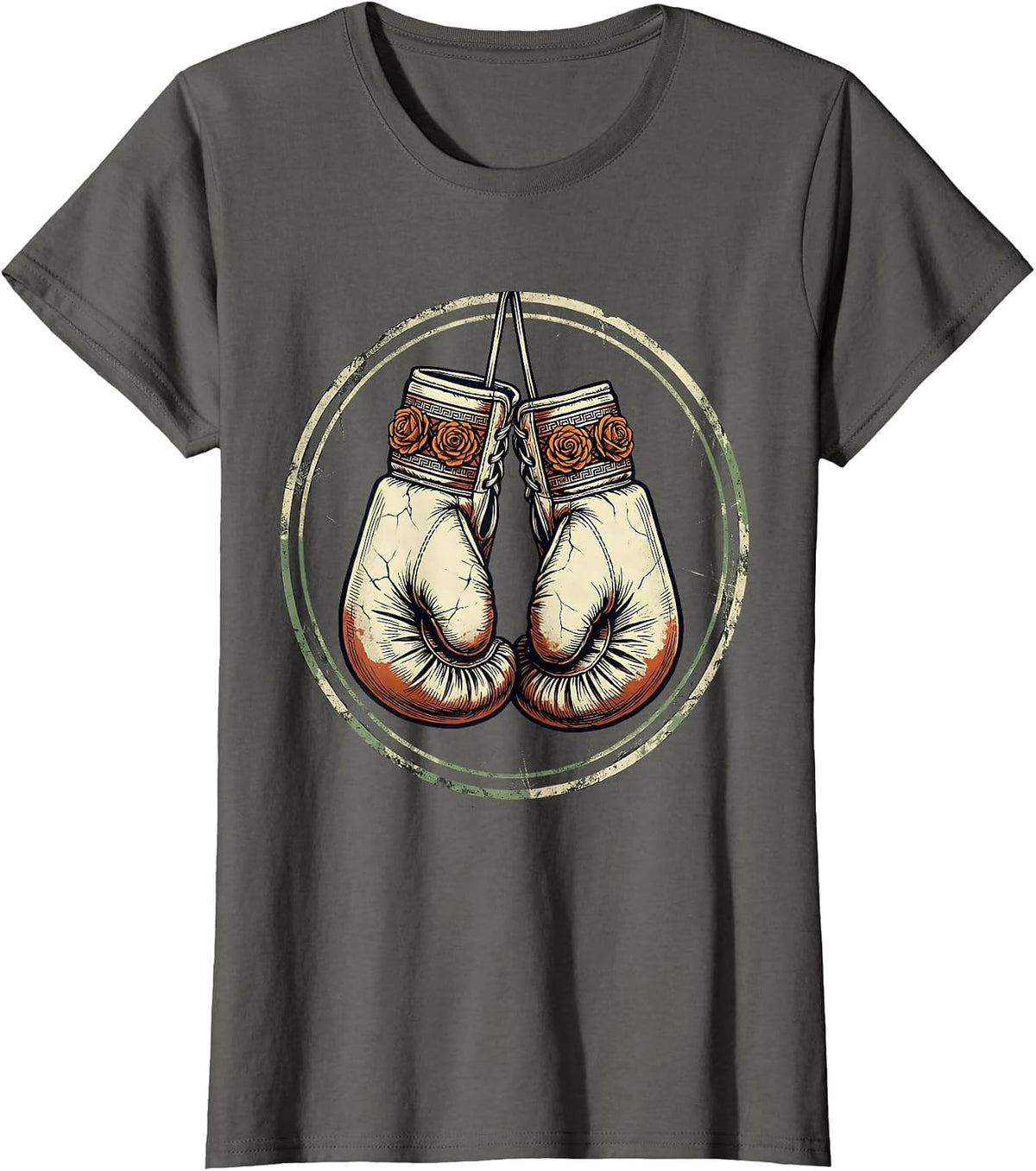 Women's Distressed Boxing Gloves Mexican Heritage Pride Vintage T-Shirt - Asphalt Grey