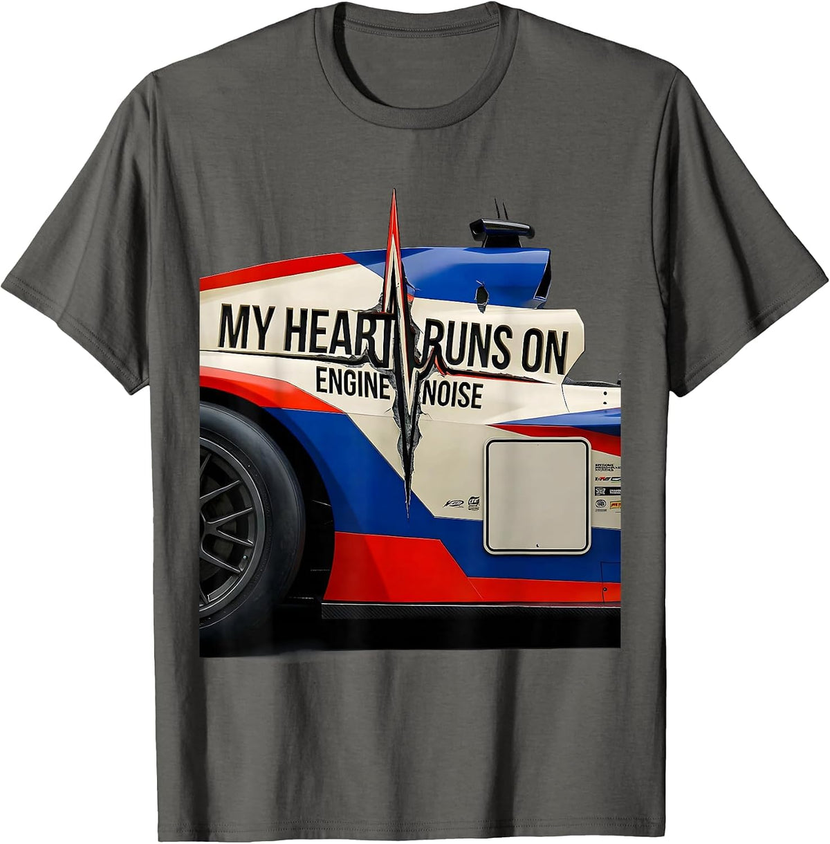 My Heart Runs On Engine Noise Racing Livery Car Guy Gift T-Shirt - Asphalt Grey