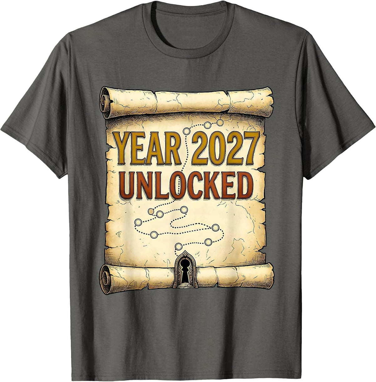 Men's Year 2027 Unlocked Funny Gamer RPG Video Game New Year 2027 T-Shirt - Asphalt Grey