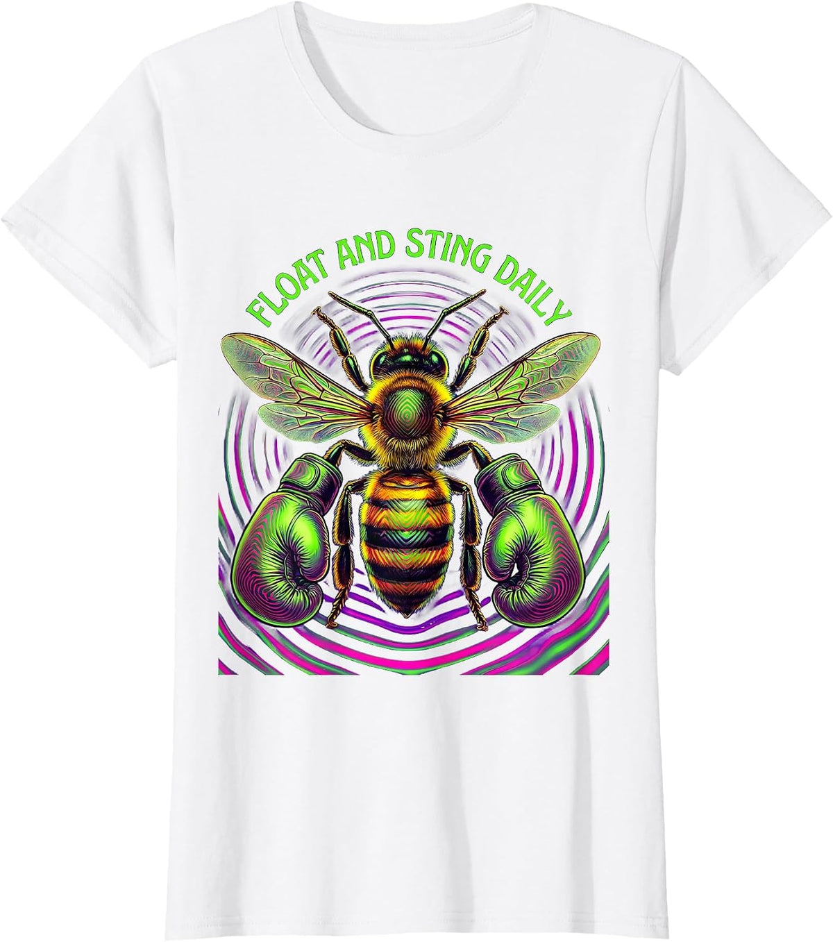 Float and Sting Daily Boxing Graphic Design T-Shirt - White