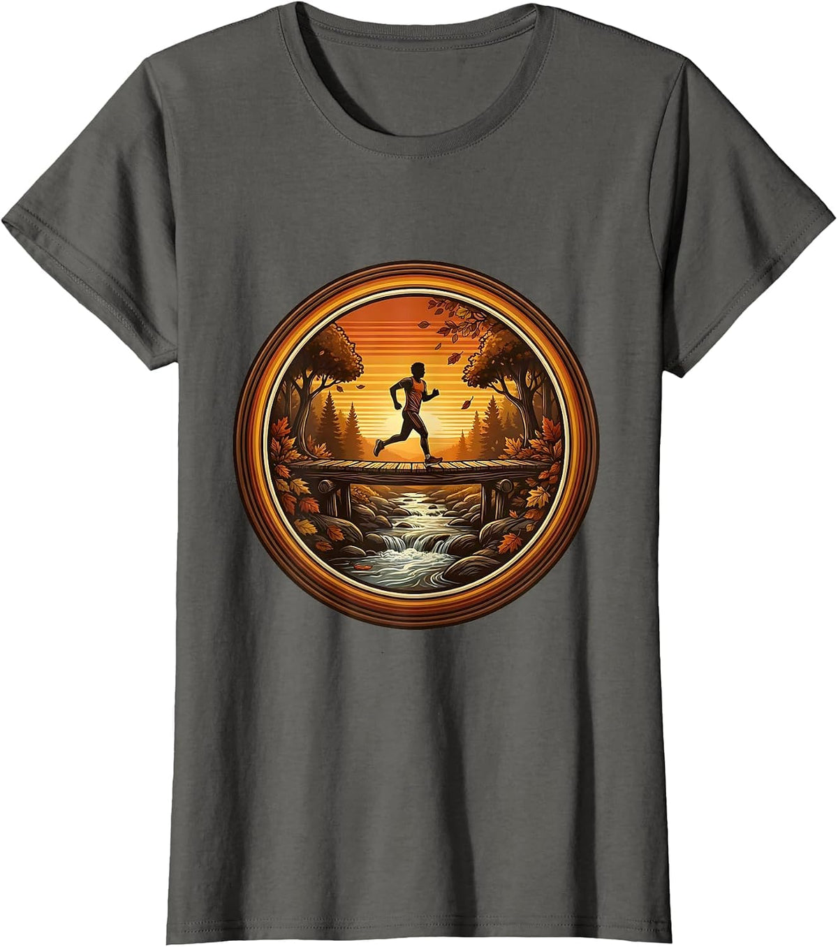 Women's Cozy Jogger Wooden Bridge Creek Fall Athleisure T-Shirt - Asphalt Grey