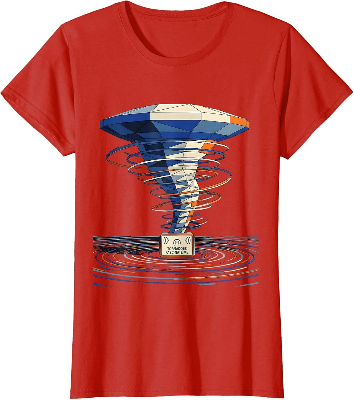 Tornadoes Fascinate Me Geometric Storm Chaser Meteorology T-Shirt - Red