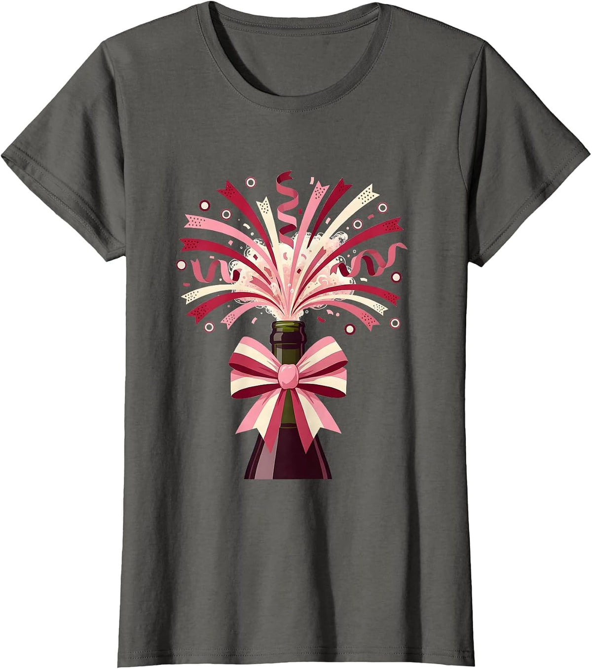 Women's 21st Birthday Champagne Explosion Confetti Design T-Shirt - Asphalt Grey
