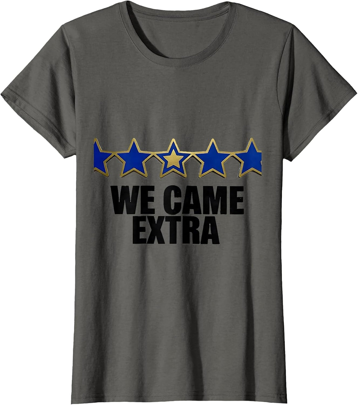 Women's We Came Extra Stencil-Cut Star Badge Down Syndrome Awareness T-Shirt - Asphalt Grey