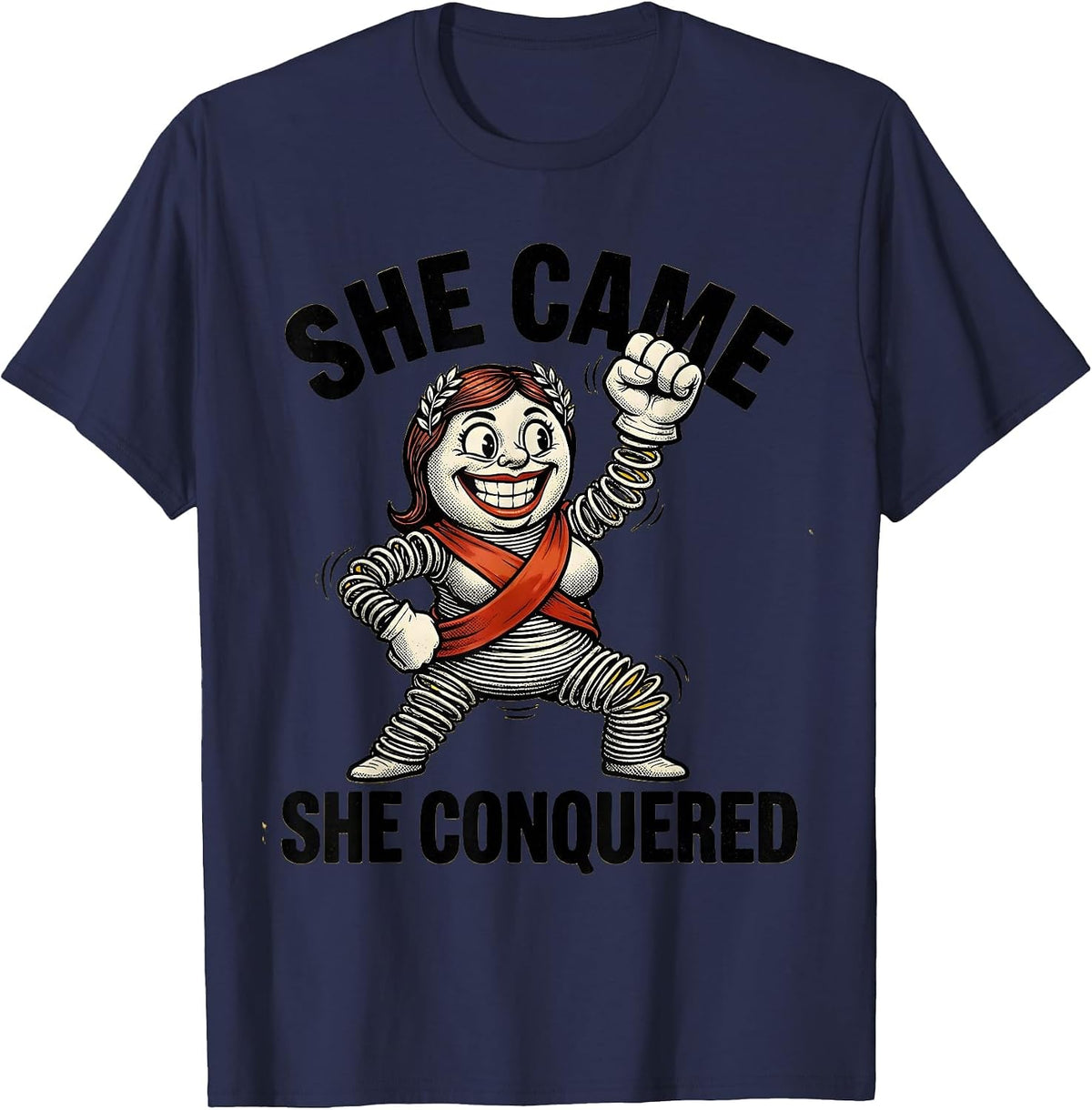 Men's She Came She Conquered Do It Lady Design T-Shirt - Navy Blue