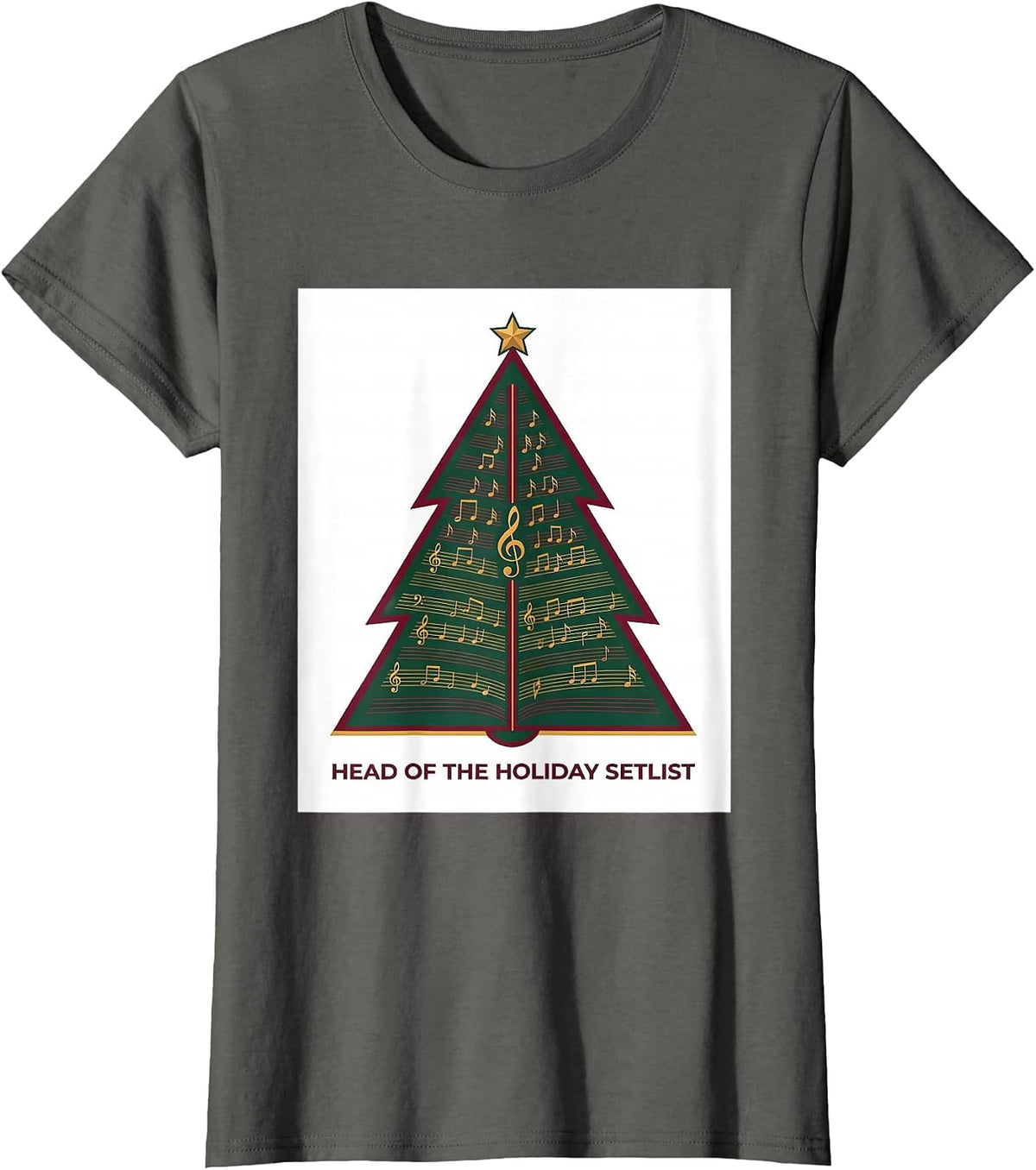 Women's Head Of The Holiday Setlist Festive Music Teacher Christmas T-Shirt - Asphalt Grey