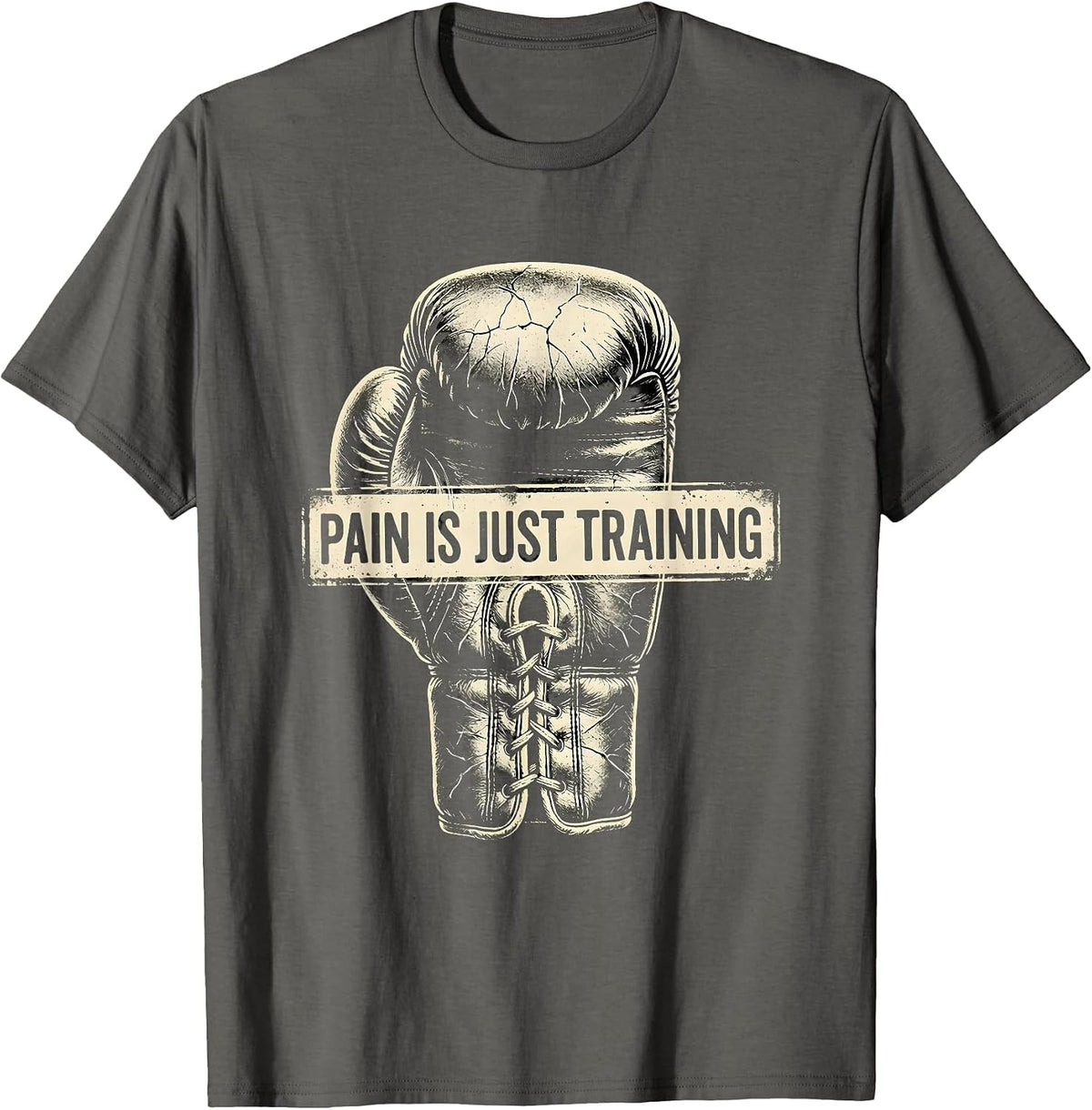 Pain Is Just Training Boxing Graphic Design T-Shirt - Asphalt Grey