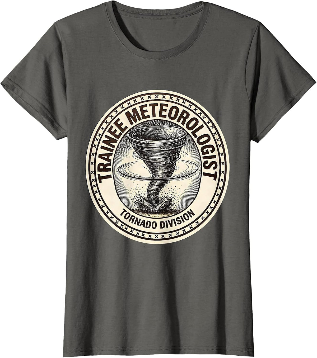 Women's Trainee Meteorologist, Tornado Division Storm Chaser T-Shirt - Asphalt Grey