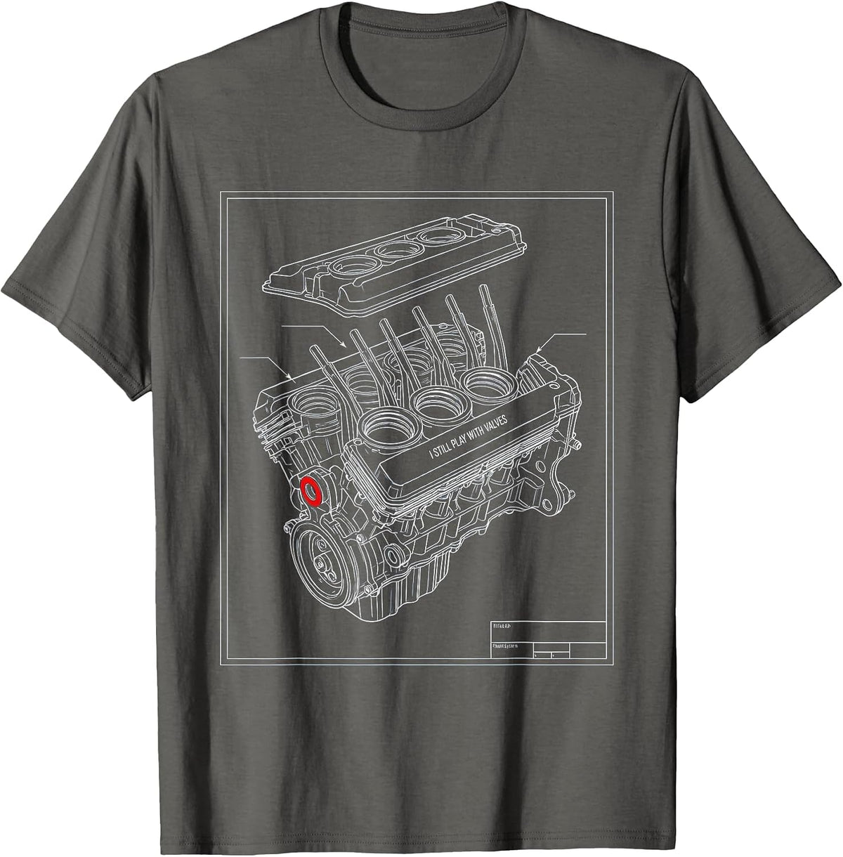 I Still Play With Valves Technical Blueprint Mechanic Engine T-Shirt - Asphalt Grey
