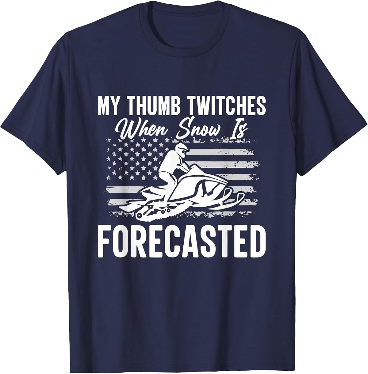 Funny Snowmobile Art for Men Women Snow Mobile Snowmobiling T-Shirt - Navy Blue