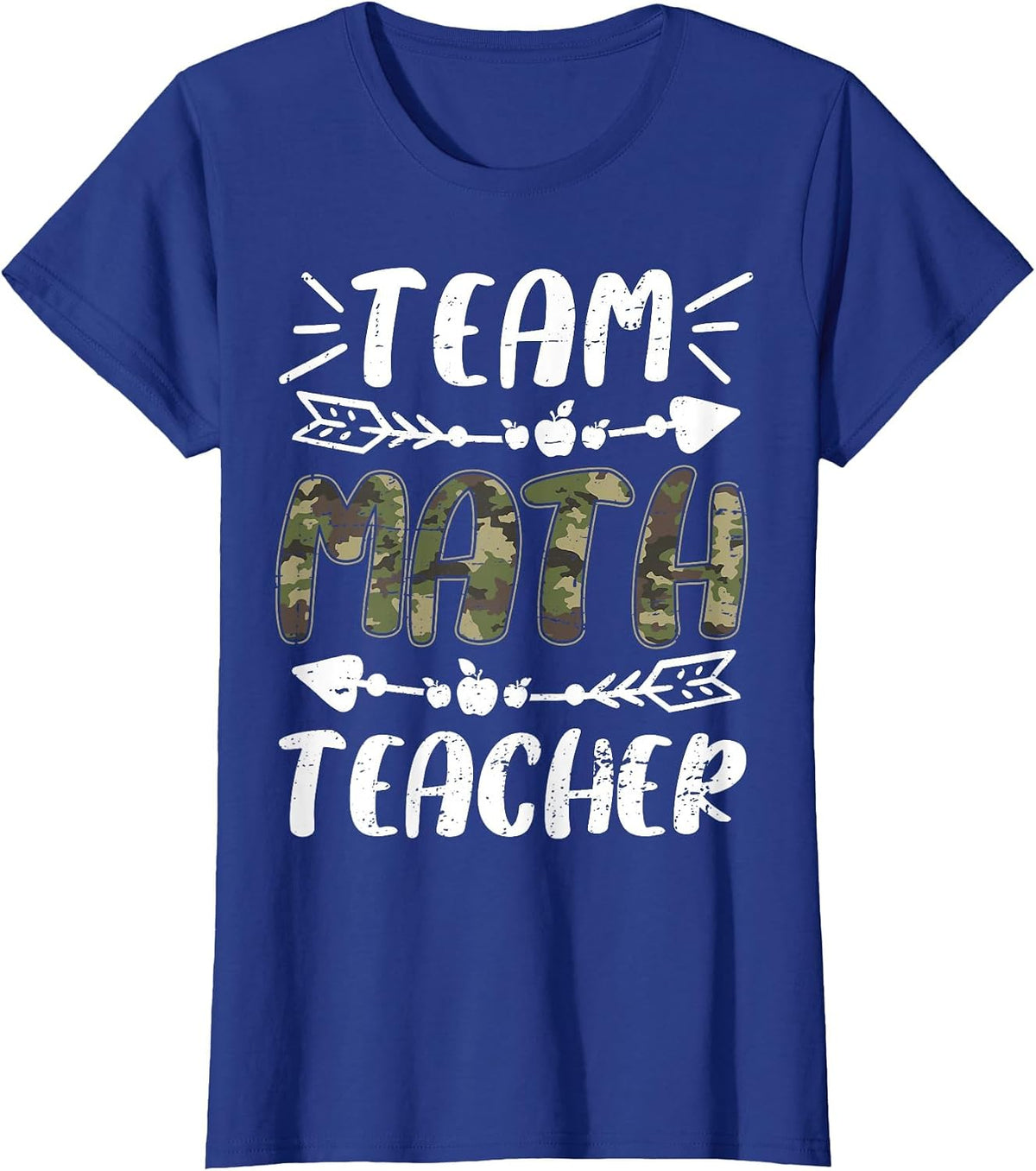 Funny Team Math Teacher Camo Teacher Student Back to School T-Shirt - Royal Blue