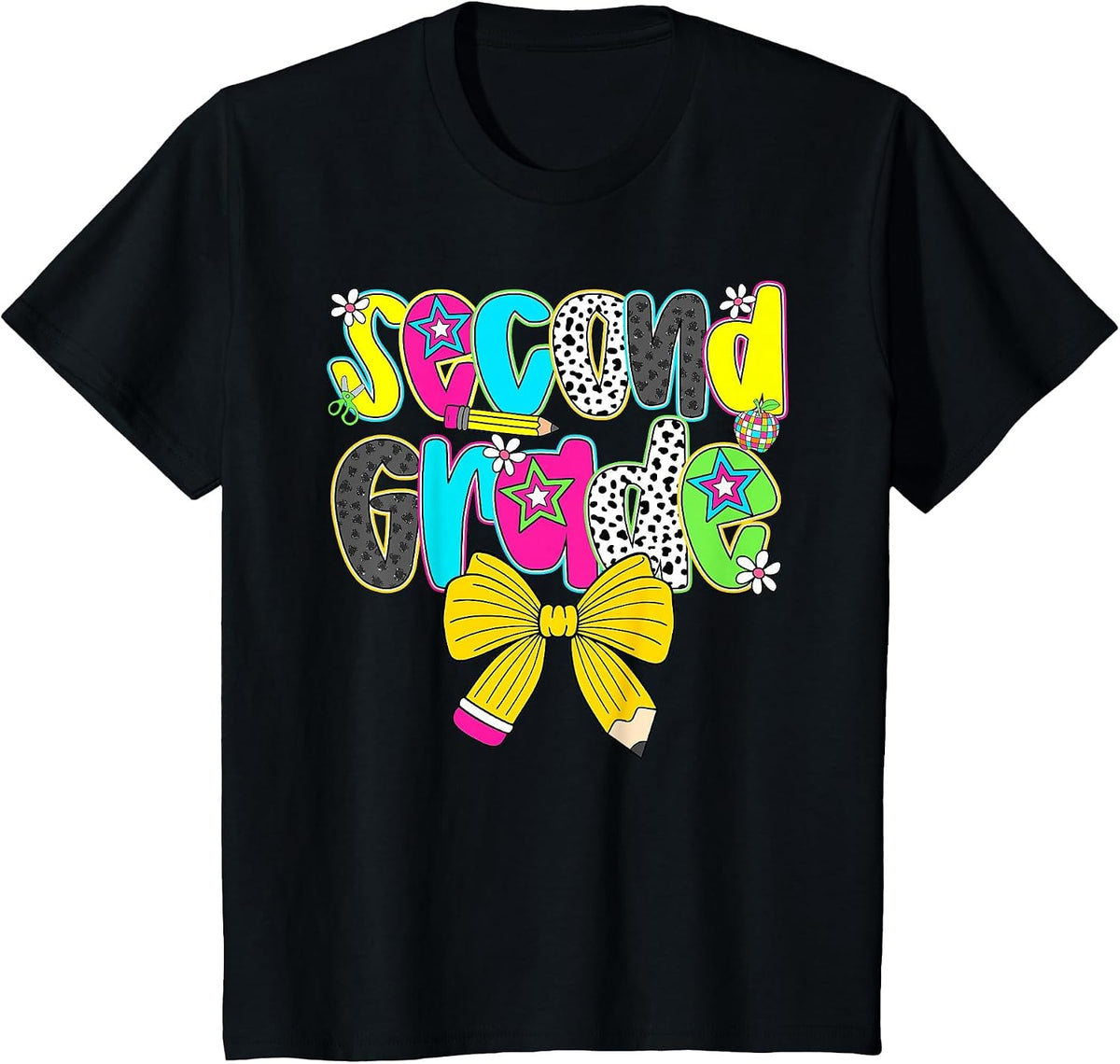 Second Grade Coquette Bow First Day of School Back to School T-Shirt - Black