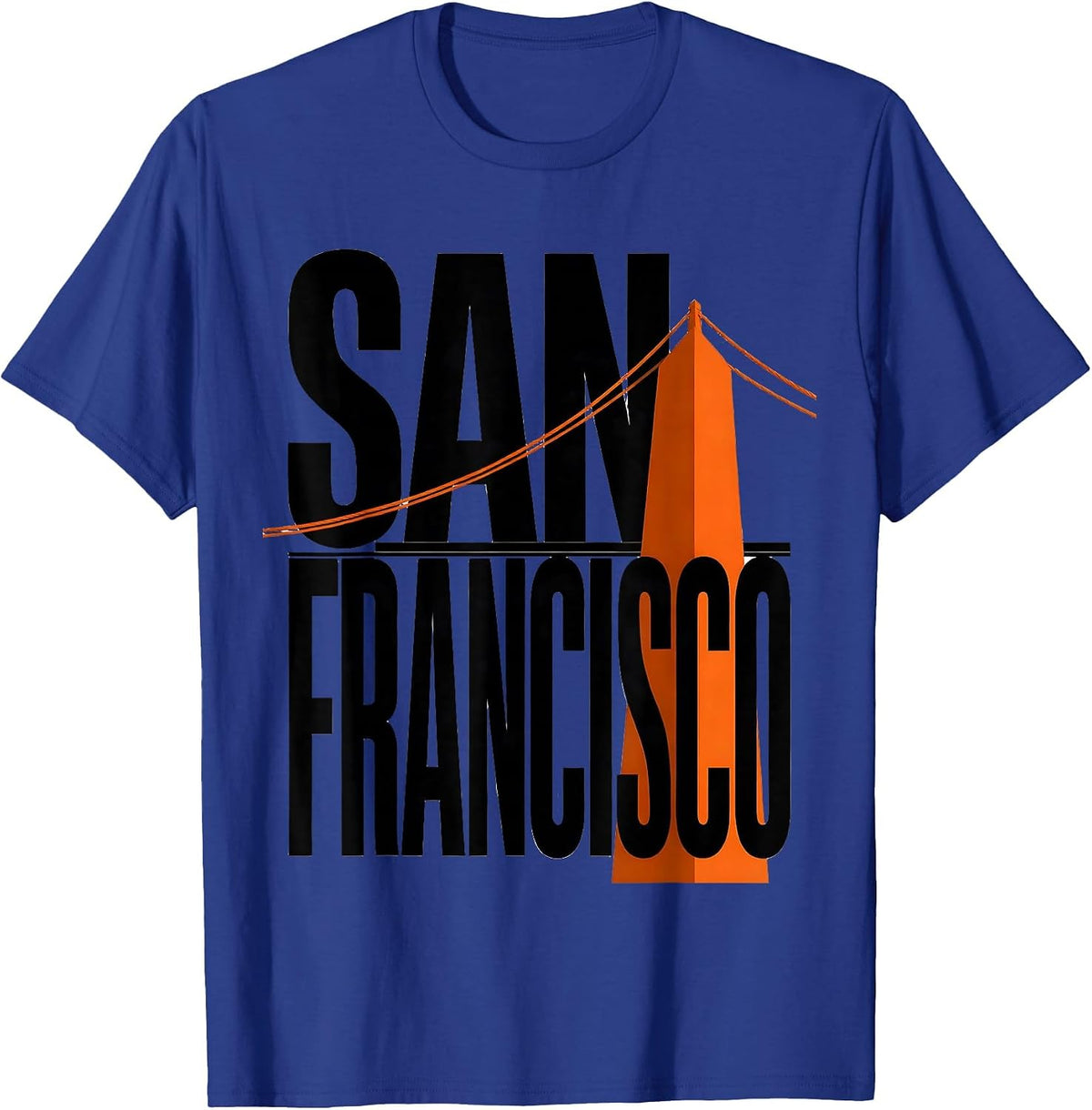 San Francisco Golden Gate Bridge Souvenir Gift Design T-Shirt - Royal Blue