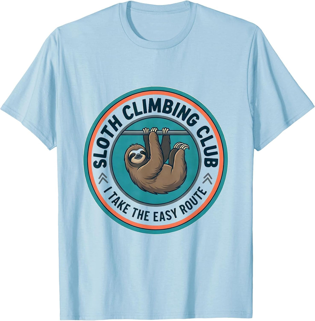 Men's SLOTH CLIMBING CLUB I TAKE THE EASY ROUTE Funny T-Shirt - Baby Blue