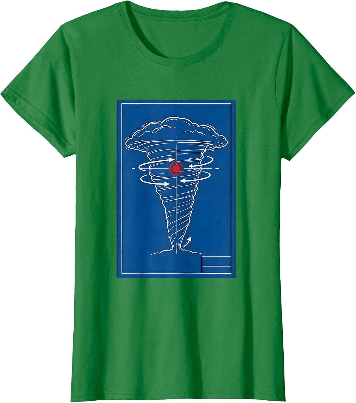Women's Storm Chaser Tornado Schematic Meteorology Enthusiast T-Shirt - Kelly Green
