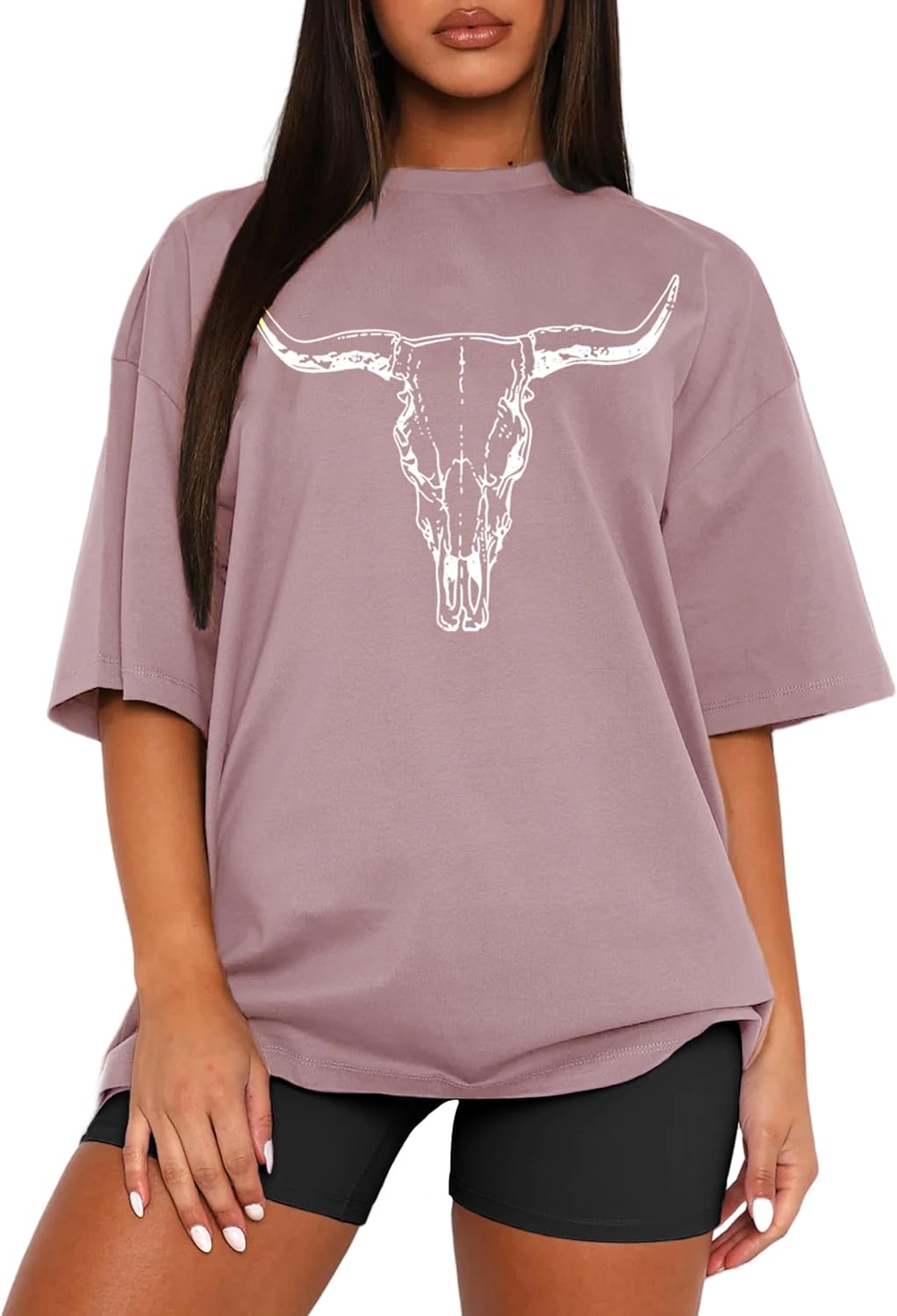 Women's Floral Graphic Tees Short Sleeve Casual T-Shirts Boho Style Tops - Mushroom-z
