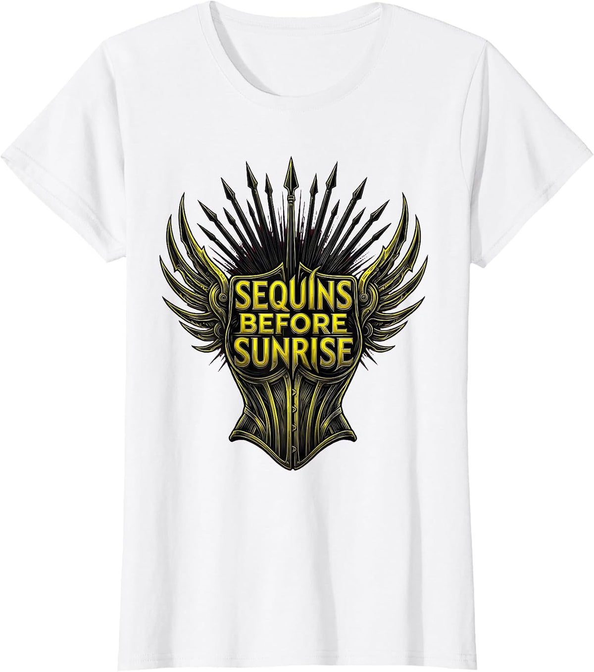 Sequins Before Sunrise Showgirl Design T-Shirt - White