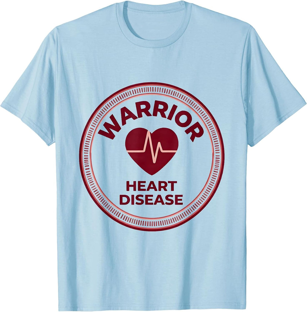 Men's Heart Disease Warrior Monochromatic Health Awareness Support T-Shirt - Baby Blue