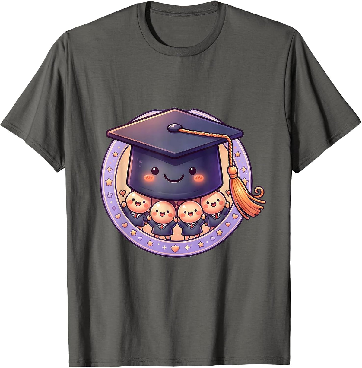 Men's 4th Grade Teacher Graduation Cap Students Gift T-Shirt - Asphalt Grey