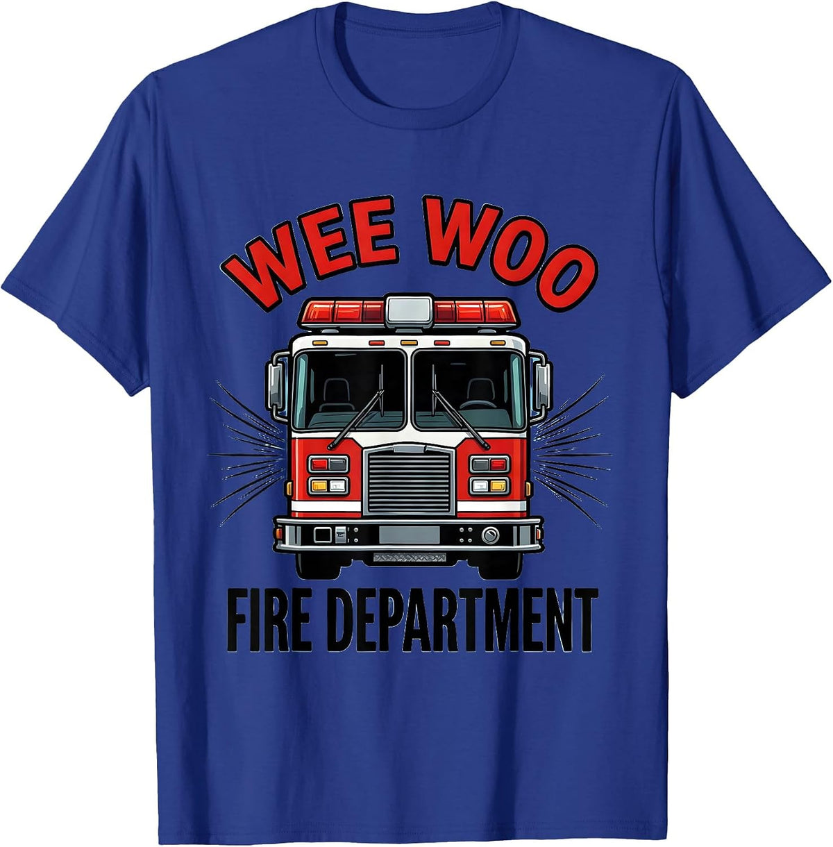 Men's Wee Woo Fire Department Funny Firefighter Badge Fire Truck T-Shirt - Royal Blue